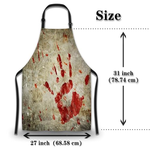 Baking Apron for Women Bloody Handprint Grungy Wall Kitchen Aprons for Men for Kitchen Cooking Restaurant BBQ Painting Crafting 27”