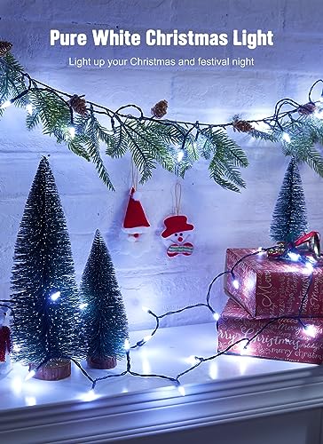 Pure White Battery Operated Christmas String Lights with Timer
