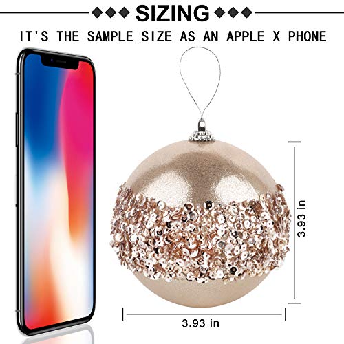4pc Champagne Gold Christmas Ball Ornaments (4 Count)