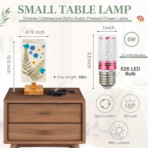 Pressed Flower Vintage Table Lamp