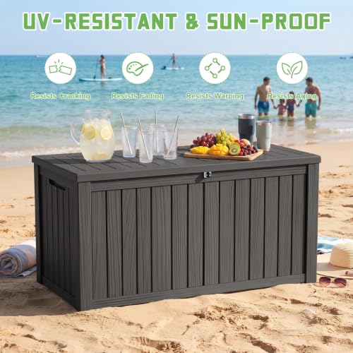 200 Gallon Deck Box Lockable Waterproof UV Resistant Black