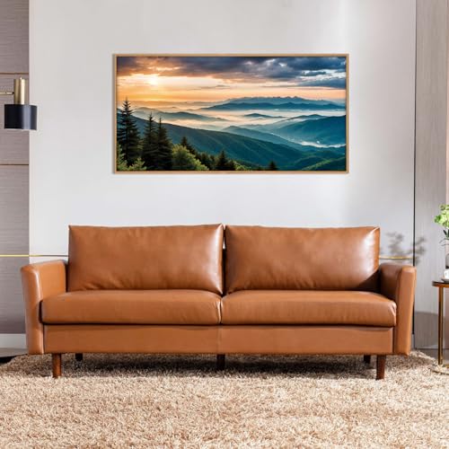 Large Nature Mountain Sunrise Framed Canvas Wall Art