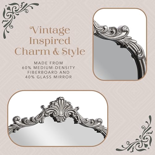 English Estate Carved Arch Wood Wall Mirror
