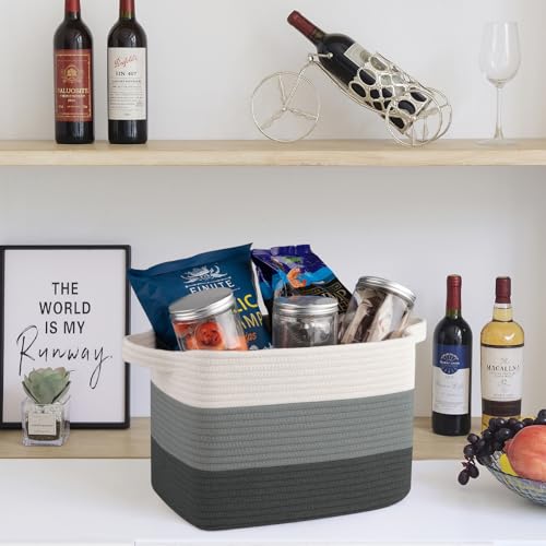 Cotton Rope Storage Baskets for Organizing Dark Gray 3