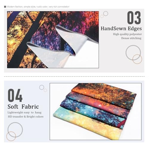 Colorful Forest Tapestry Nature Landscape Tapestry Mysterious Sky Tapestries Psychedelic Aesthetic Starry Night Tapestries Trippy Galaxy Space Wall Hanging Decor for Home