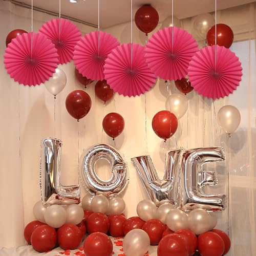 Red Birthday Decorations DIY Red Paper Fans Hanging Decoration 16in (30 Count)
