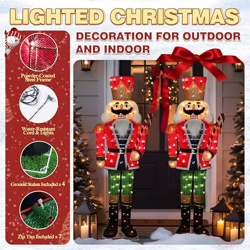 5FT Lighted Nutcracker with Candy Cane for Christmas Decoration