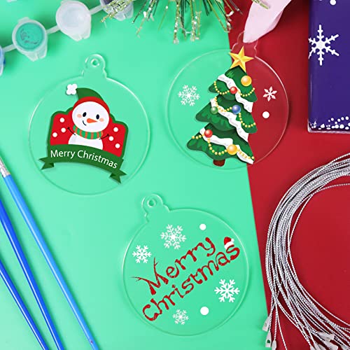 20Pcs 4 Inch Clear Acrylic Christmas Ornaments Blank 2025 Unfinished Round Acrylic Christmas Ornaments for DIY Craft Hanging Ornaments for Christmas Tree Decoration Xmas Day Home Party Decorations (20 Count)