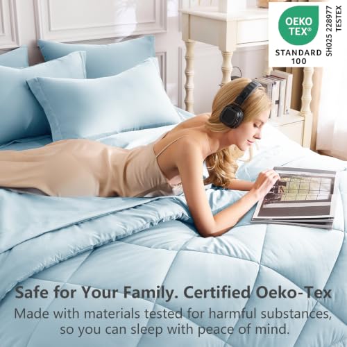 Full Comforter Set 82"x86" Light Blue