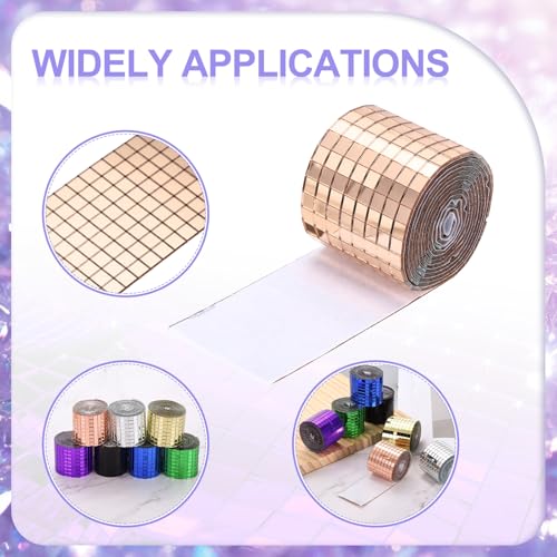 Self Adhesive Glass Mirror Mosaic Tiles 3200 Pcs 5 x 5 mm Disco Tiles for Craft Decoration Glass Mirror Disco Ball 2 Rolls (2 Count)