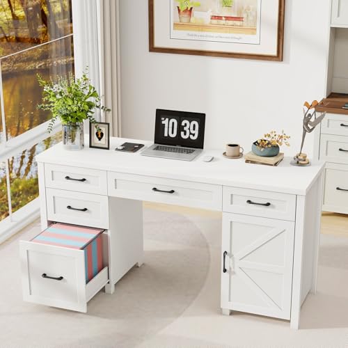 Farmhouse 61'' Executive Desk with 5 Drawers