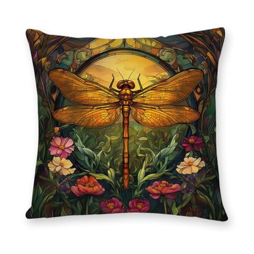 William Morris Abstract Vintage Floral Dragonfly Design Throw Pillow Covers Home Decor