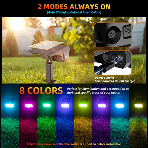 Color Solar Lights Outdoor Waterproof Spotlights with 9 Light Modes (6 Count)