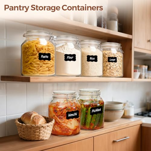 Glass Pantry Jars with Airtight Lids 0.7 Gal 2 Pack Wide Mouth Flour (2 Count)
