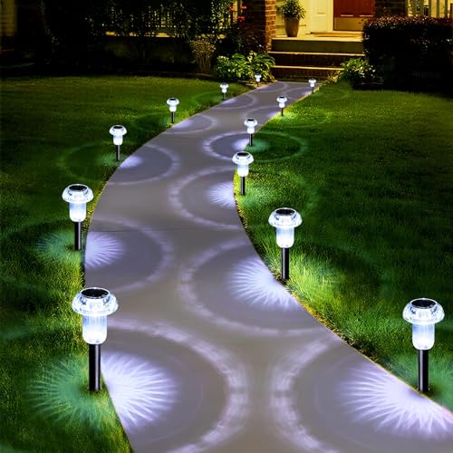 8 Pack Solar Pathway Lights Outdoor Waterproof 6000K Cool White LED (8 Count)