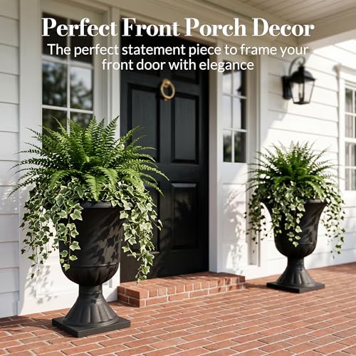 Garden 2 Pack Plastic Urn Planters for Outdoor Plants (2 Count)