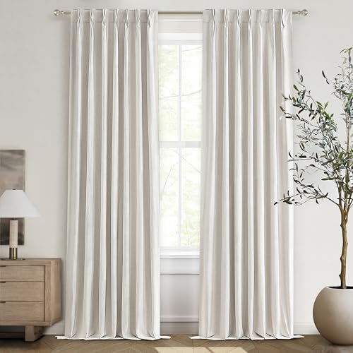 Pinch Pleated Blackout Long Luxury Curtains for Living Room (2 Count)