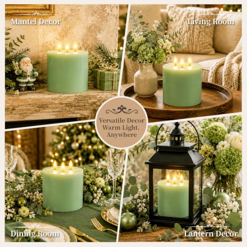 3 Wick Extra Large Flameless Pillar Candles with Timer Remote