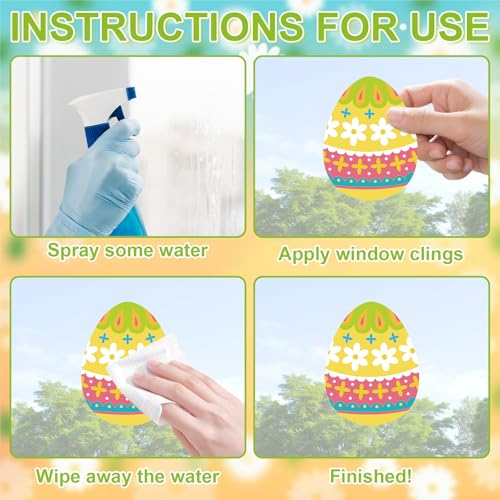 Happy Easter Egg Window Clings 6 Sheets (6 Count)