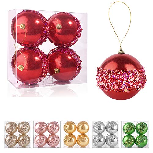 4" Christmas Ball Ornaments (4 Count)
