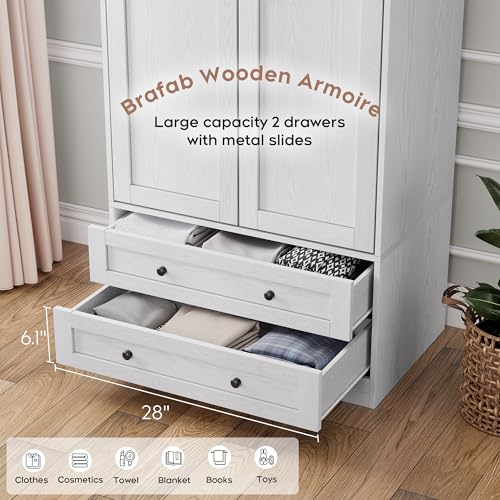 Wooden Armoire Wardrobe Closet with Drawers (2 Count)