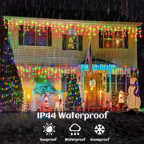 Red and Green Christmas Lights Outdoor Icicle Lights for Outside 66ft 640L
