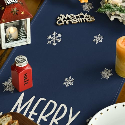 Blue Xmas Trees Table Runner Home Party Decor 13x72 Inch