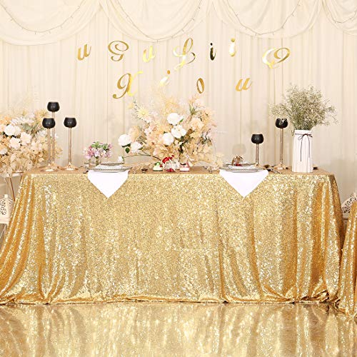 Sequin Tablecloth 60x102 Inch Gold for Wedding Party