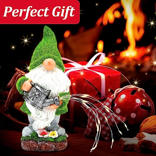 Flocked Solar Garden Gnomes Outdoor Statues