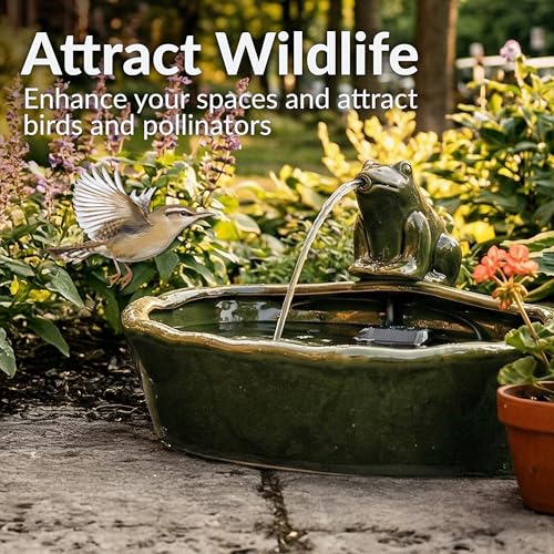 Sunnydaze 7" Ceramic Solar Powered Garden Water Fountain