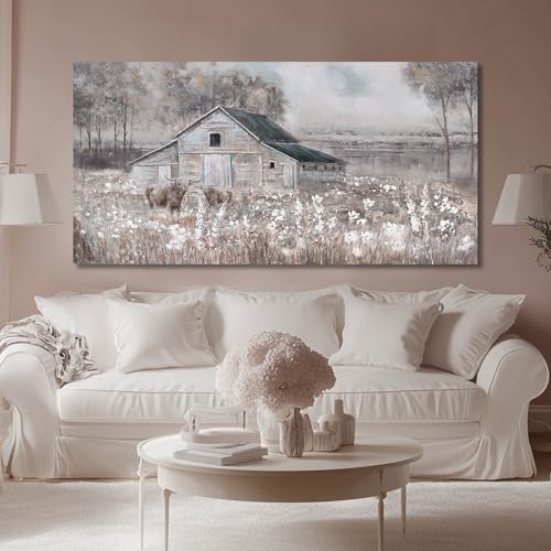 Landscape Canvas Wall Art Animal Photo Prints White and Brown Wall Hanging Decor 24"x48" Decorations for Bedroom Office Art