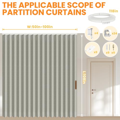 Room Divider Curtain Sets with Flexible Ceiling Track