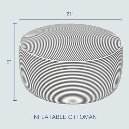 Indoor Outdoor Inflatable Ottoman with Handle D21 x H9 Inch