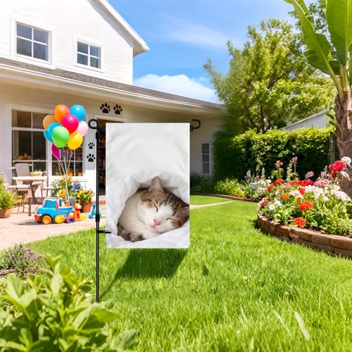 Garden Flag Stand with Sublimation Blank Garden Flags Metal Yard Flag Holder Pole Stake Small Flag Stands for Solid White Flag 12 x 18 DIY Custom Make Your Own Banner with Clips and Stopper