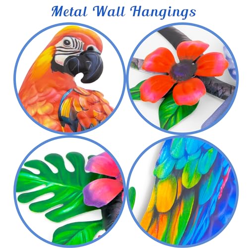 Metal Parrots Wall Art Decor Outdoor Decorations for Yard Garden Decor (3 Count)