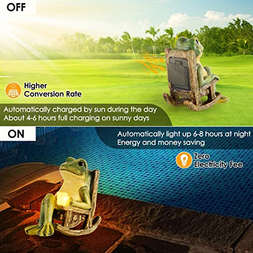 Miniature Frog Garden Statue Mom Dad Gifts Home Decorations Fairy Garden Accessories Outdoor Lights Solar Garden Frog Decor Art Housewarming Gift for Patio