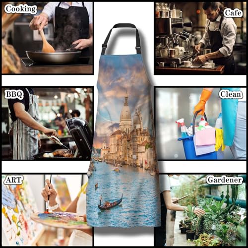 Garden Apron for Women Sunset in Venice Fun Aprons for Men for Kitchen Cooking Restaurant BBQ Painting Crafting Gardening 27”