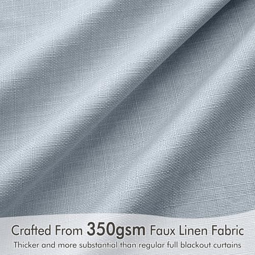 100% Blackout Back Tab Pleat Linen Curtains 50"Wx108"L (2 Count)