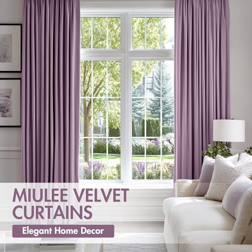 Lavender Blackout Velvet Curtains Drapes 90 Inch Long 52"x90" (2 Count)