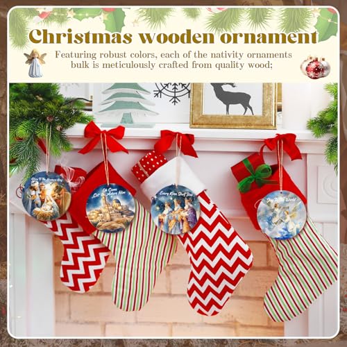 60 Pcs Christmas Ornaments Nativity Scene Wooden (60 Count)