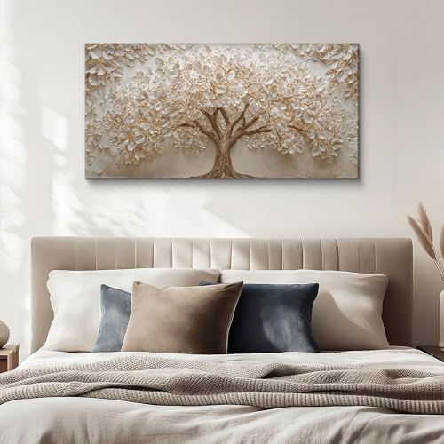 White Nature Tree Of Life Canvas Wall Art Decor For Living Room Print 24*48