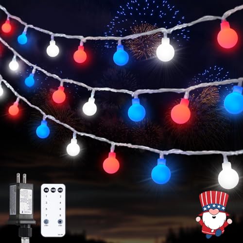 Connectable 33ft 100 LED Red White and Blue Lights Indoor Outdoor