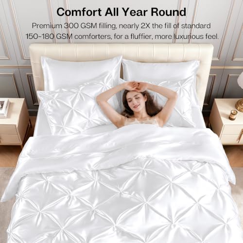 Satin King Size Comforter Set White