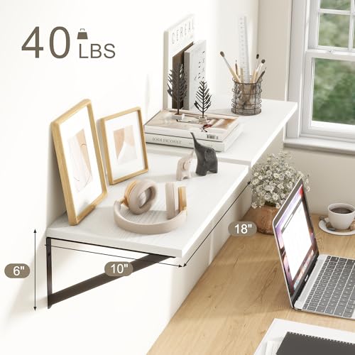 White Floating Shelves 18 Inch Long (2 Count)