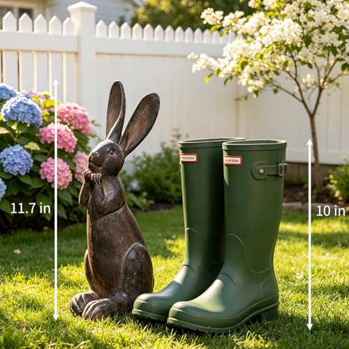 Bunny Garden Decor 11 Inch Brown Resin Rabbit Outdoor Statue