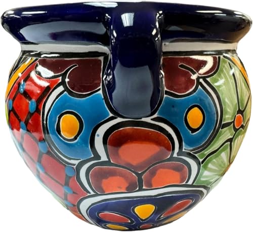 Talavera Michoacana Planter Pot Multicolor Folk Art Mexican Pottery Hand Painted Outdoor Indoor Home Decor Handmade 8"