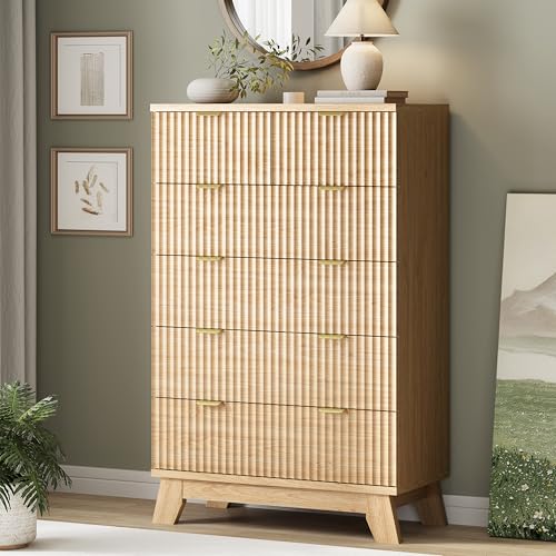 Fluted Dresser for Bedroom with 6 Drawers