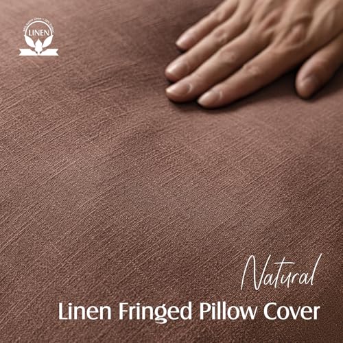 Decorative Linen Fringe Throw Pillow Covers 16×16 Inch (2 Count)