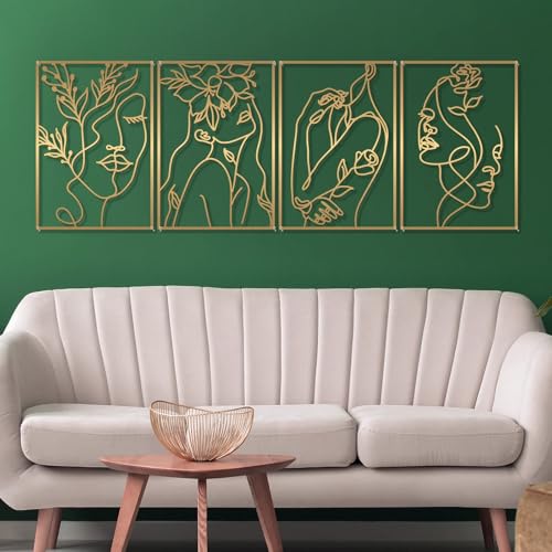 4 Pack Gold Wall Art Decor