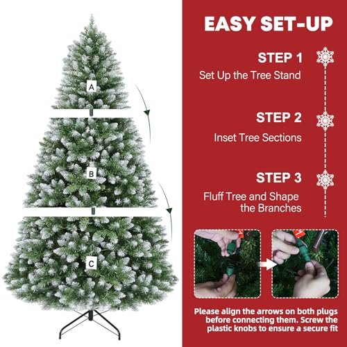 7.5 ft Partially Flocked Christmas Tree with 1